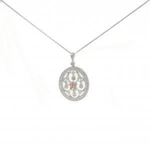 K18WG/K18YG フラワー ピンクダイヤモンド ネックレス 0.15CT
