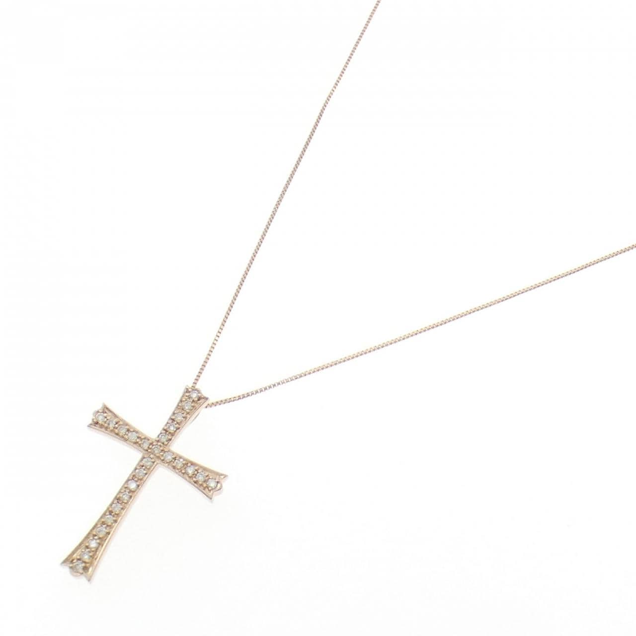 K18PG クロス ダイヤモンド ネックレス 0.21CT