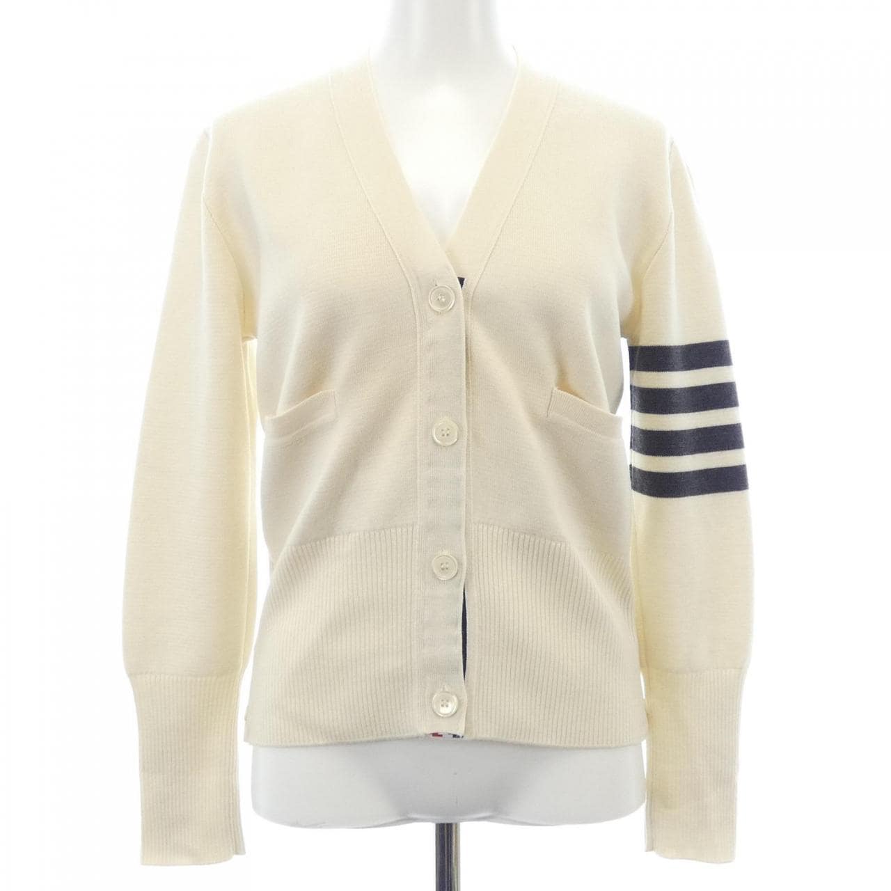 トムブラウン THOM BROWNE ウール 4-BAR Vネック FKC207A カーディガン