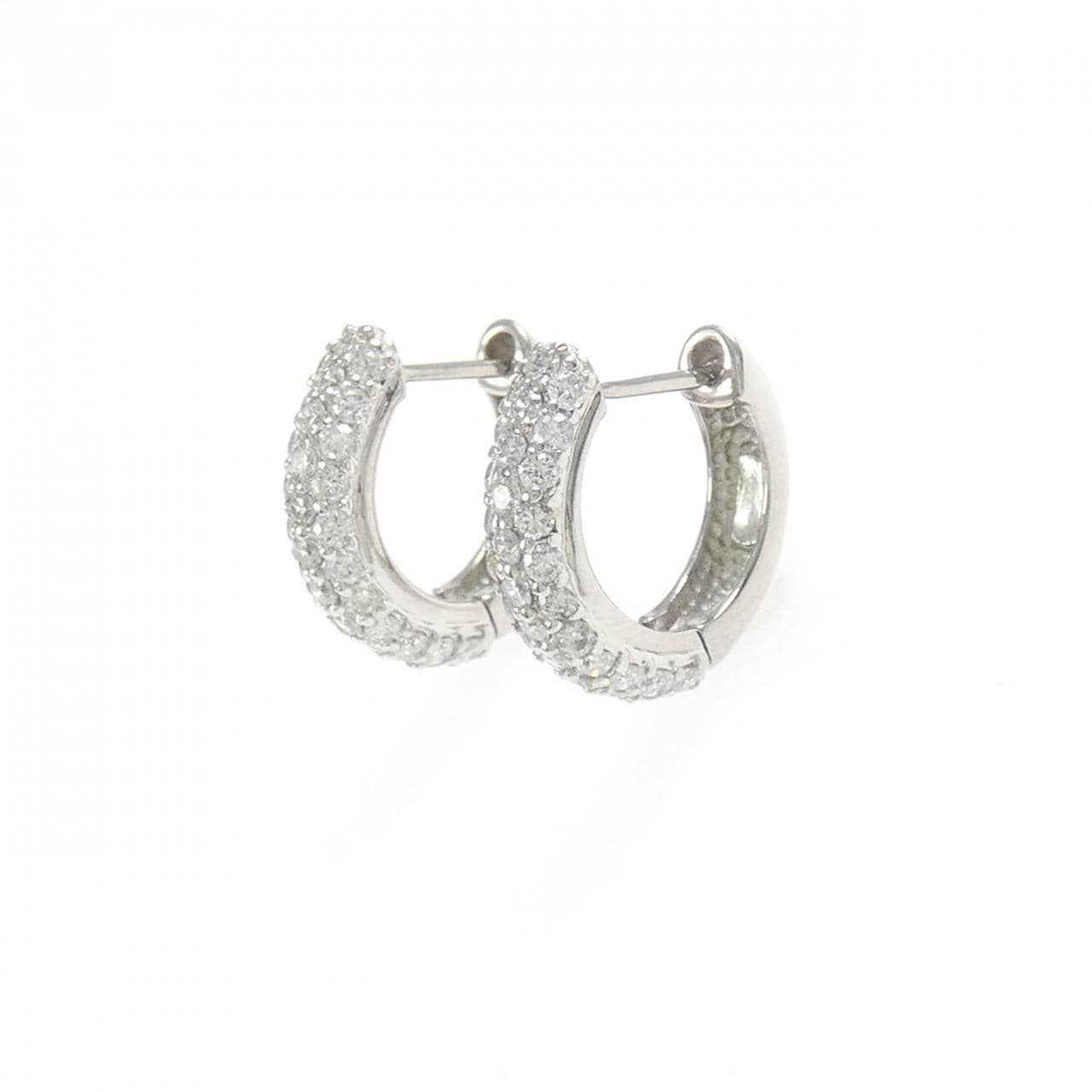 K18WG パヴェ ダイヤモンド フープ ピアス 0.70CT