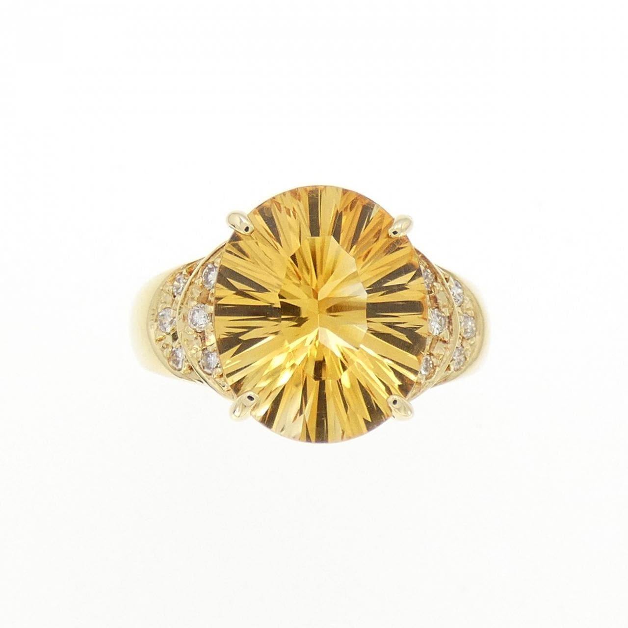K18YG Citrine Ring 3.98CT