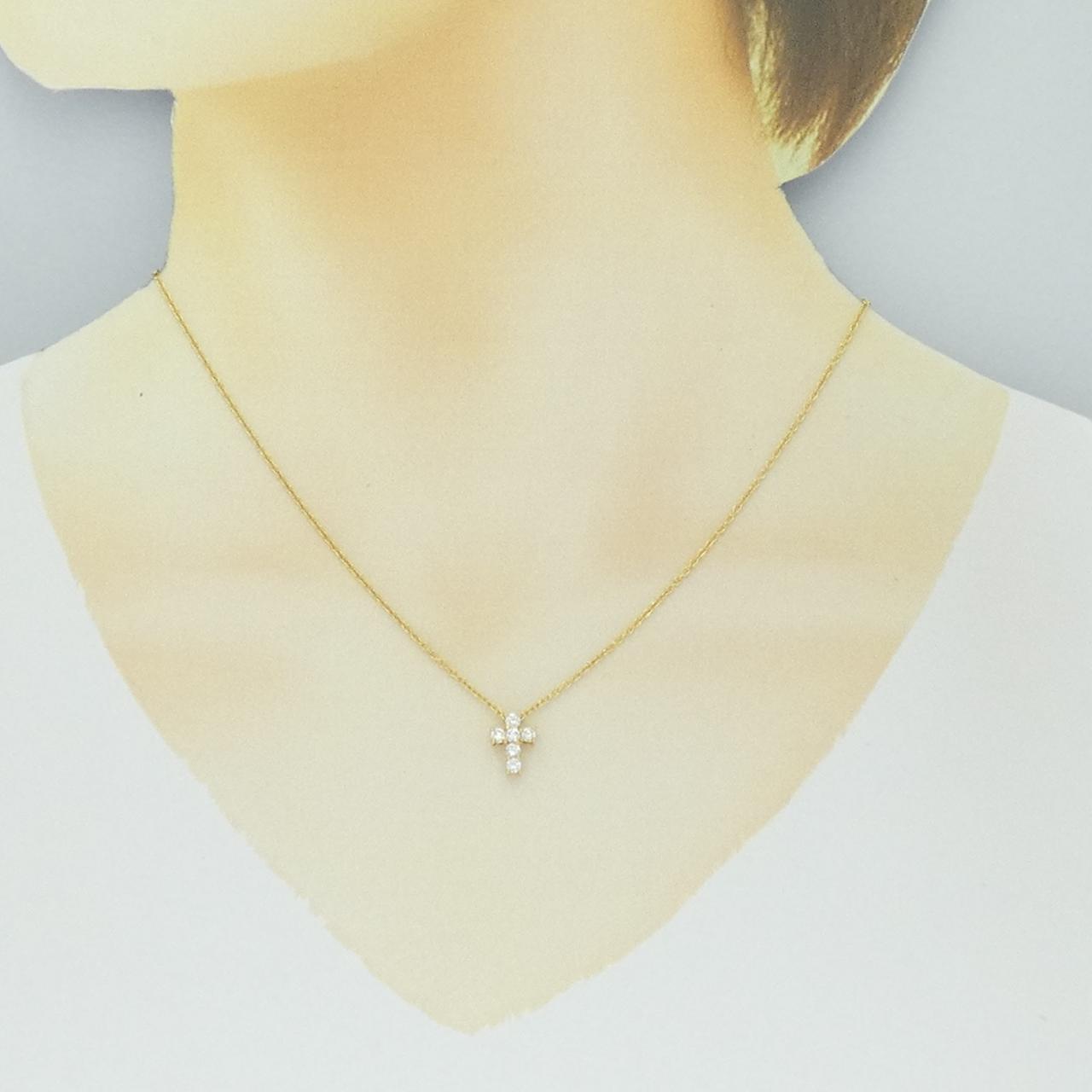 K18YG クロス ダイヤモンド ネックレス 0.32CT