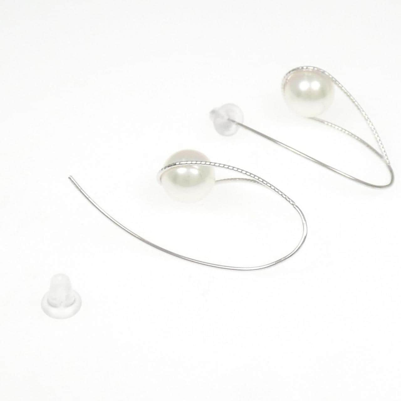 [BRAND NEW] K18WG Akoya pearl earrings 7.5mm