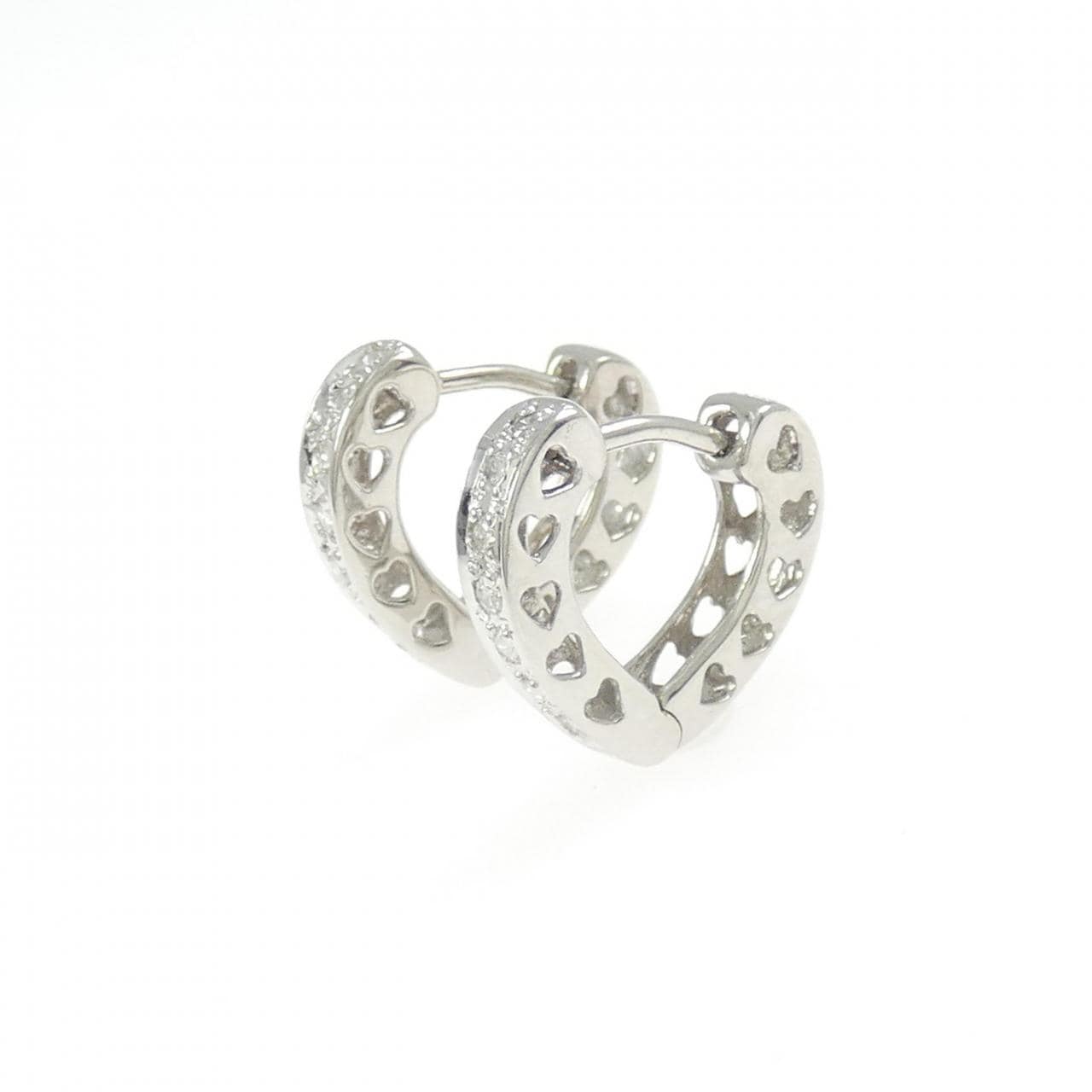 PT900 ハート ダイヤモンド ピアス 0.14CT
