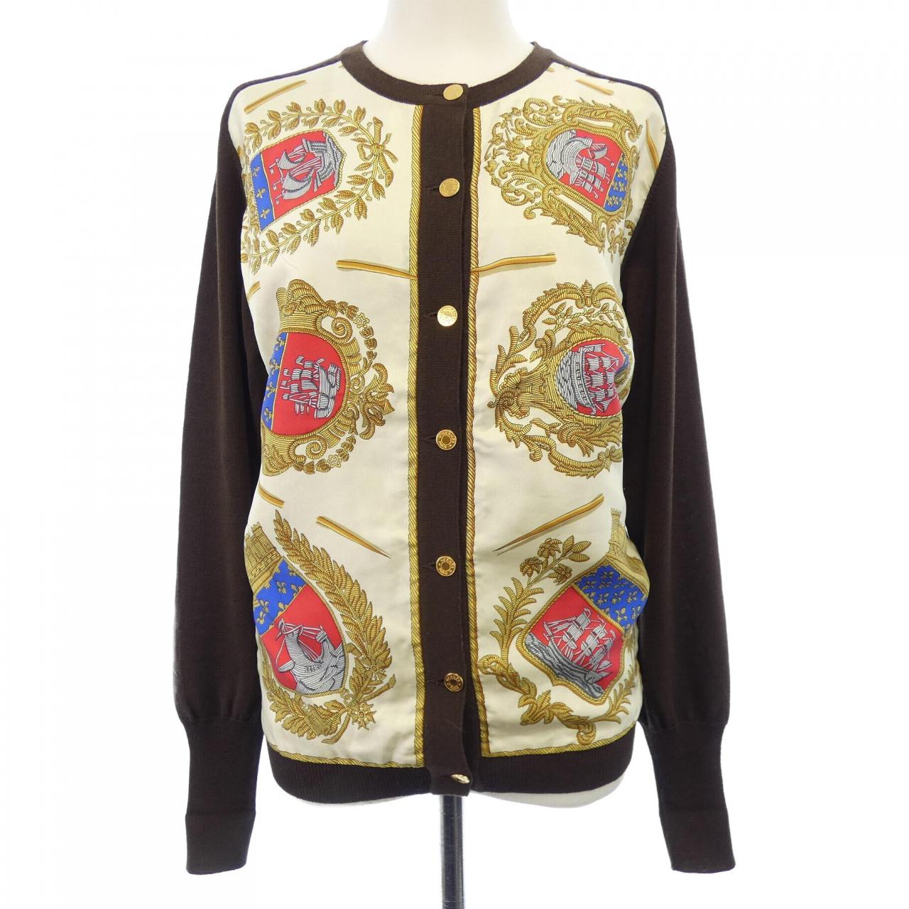 【ヴィンテージ】エルメス HERMES LES ARMES DE PARIS ツイルレーヌ. カーディガン