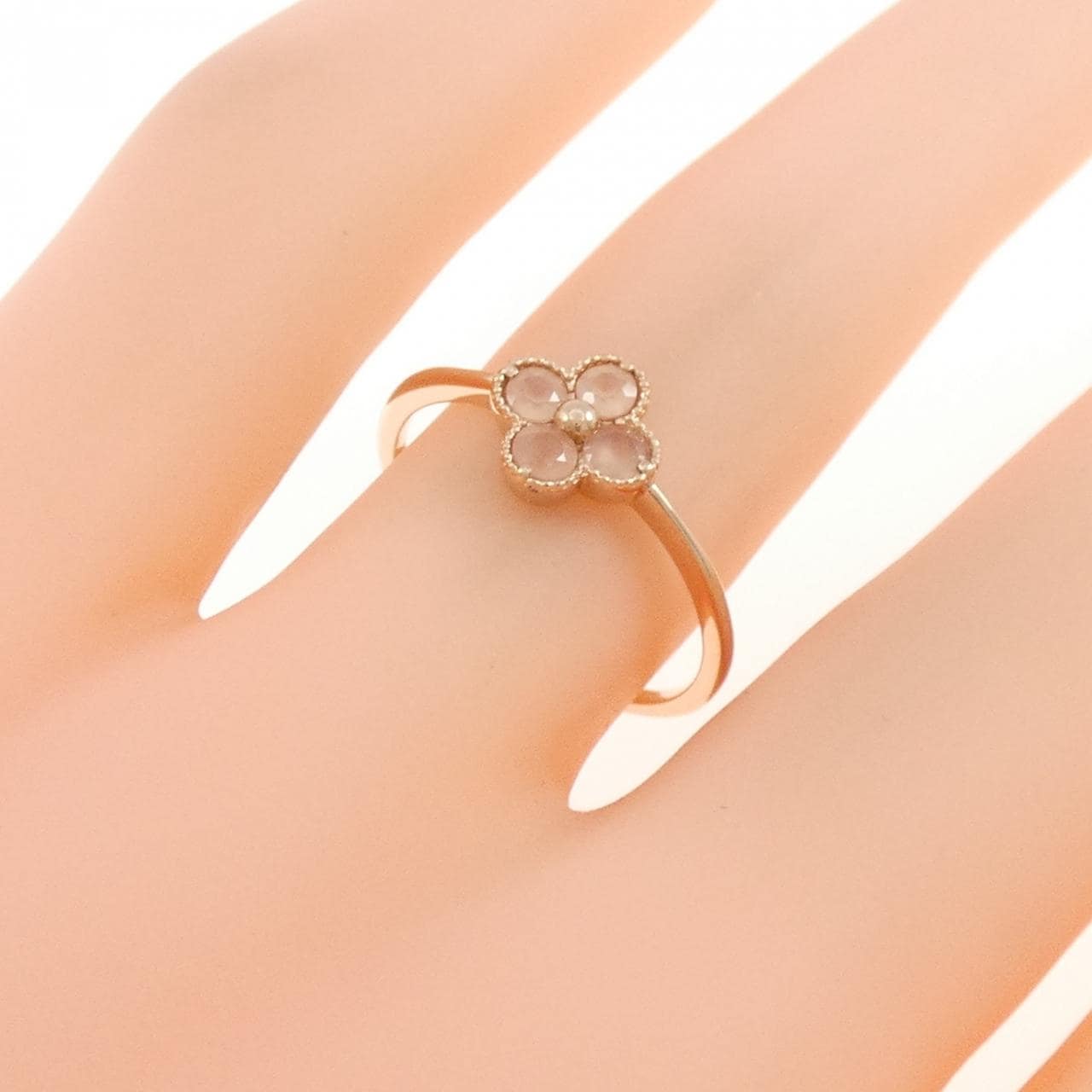 K18PG フラワー ロードクロサイト リング