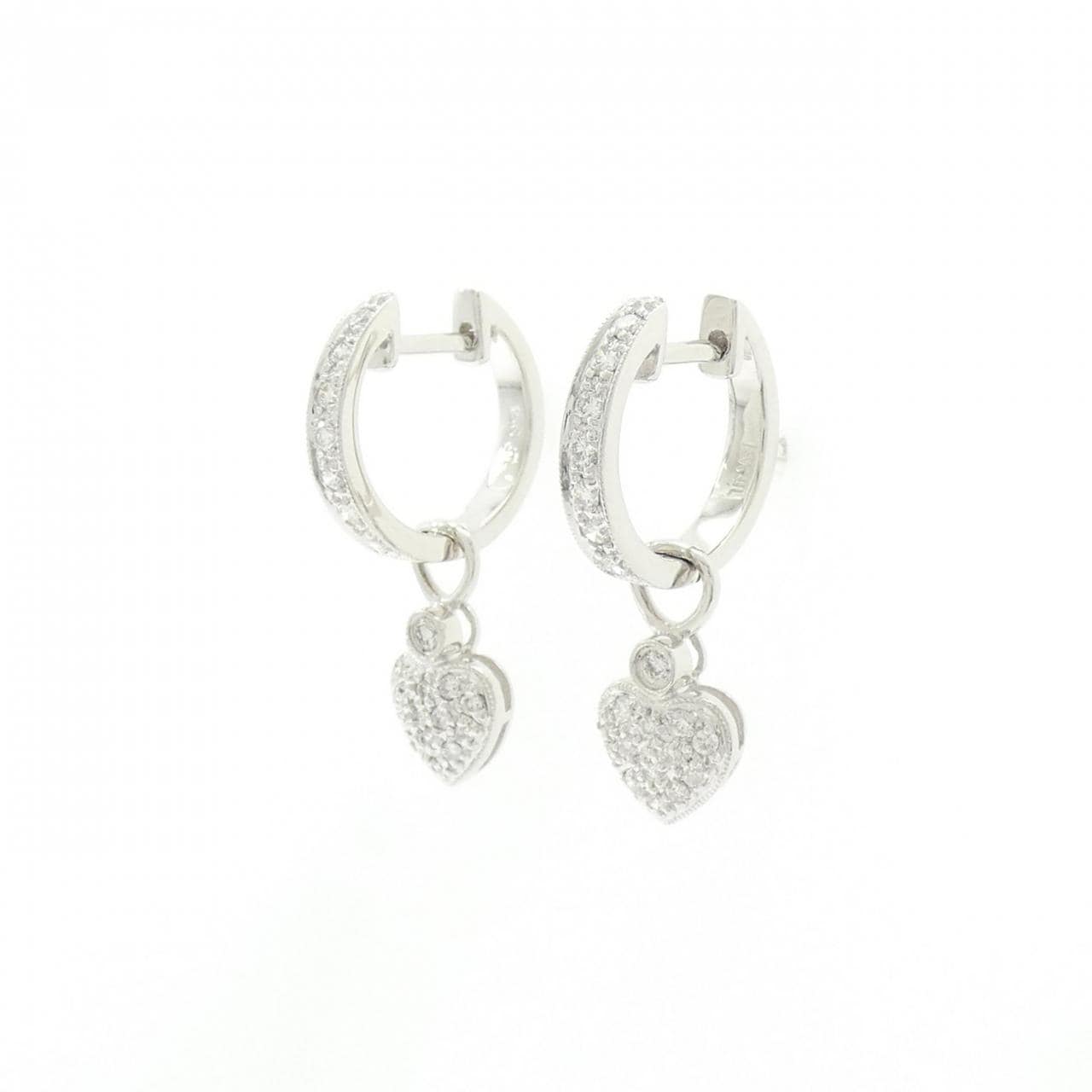 18KWG/K18WG 2WAY ハート ダイヤモンド ピアス