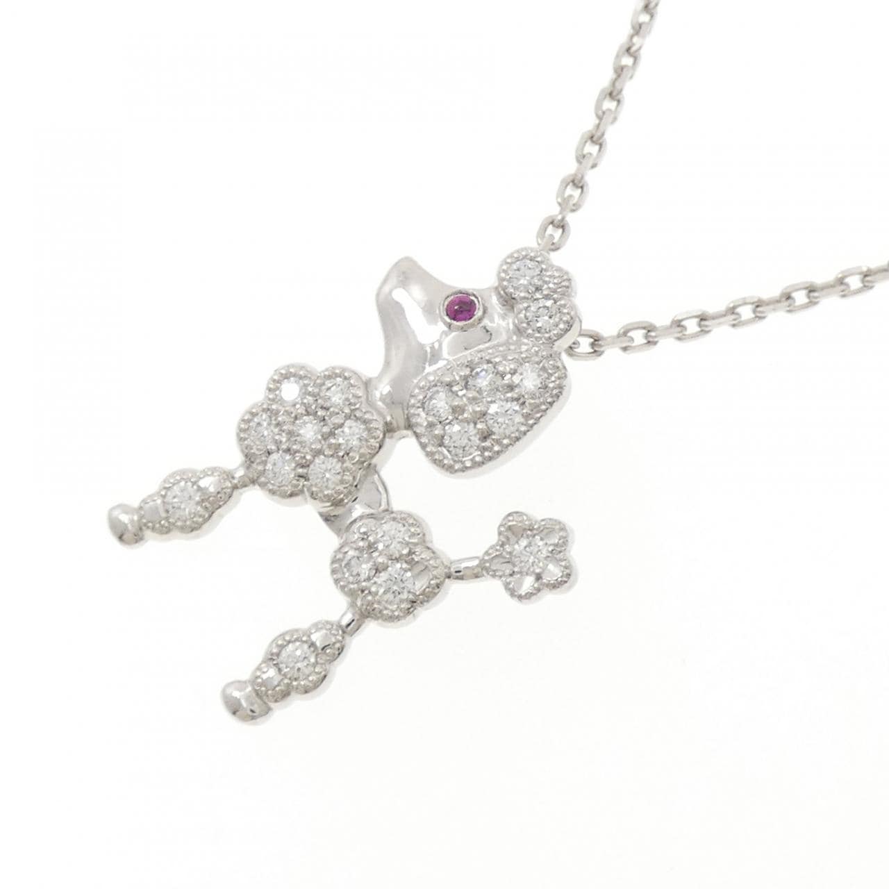 K18WG ドッグ ルビー ネックレス 0.02CT