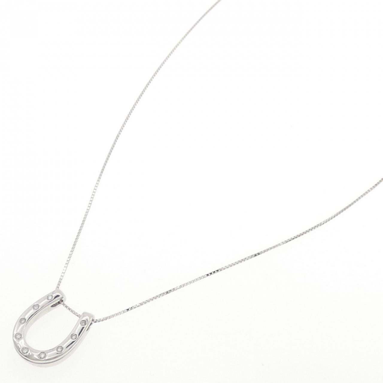 K18WG  ホースシュー ダイヤモンド ネックレス 0.09CT