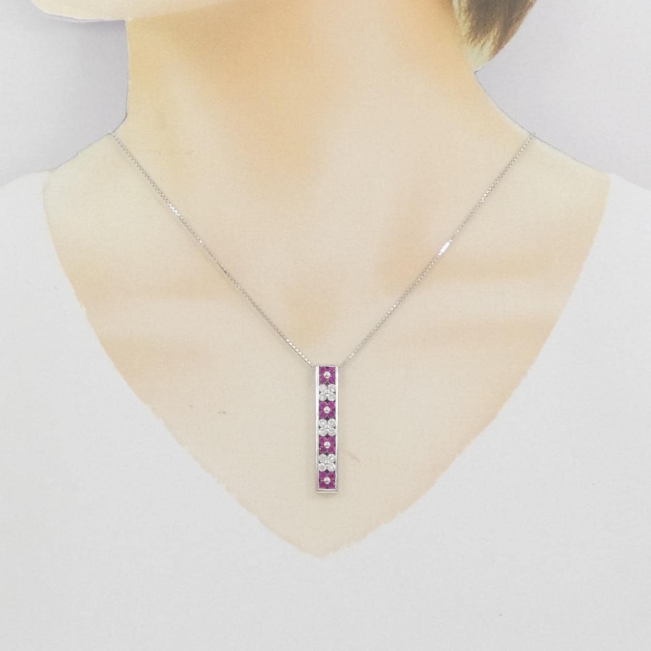 K18WG ルビー ネックレス 1.20CT