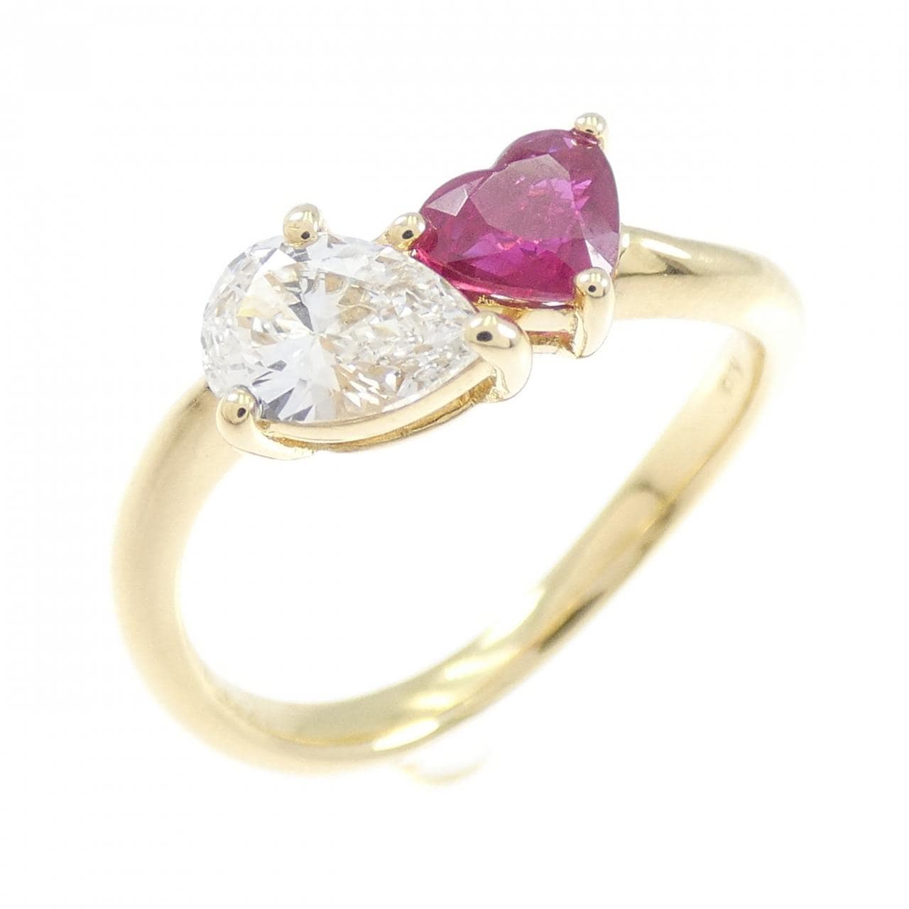 K18YG ハート ルビー リング 0.41CT