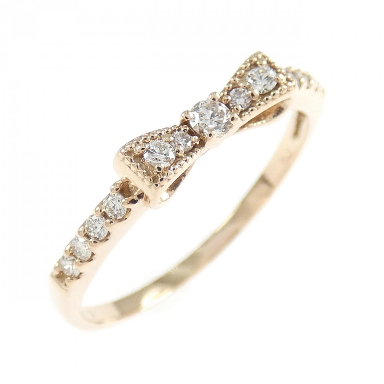 K18PG リボン ダイヤモンド リング 0.16CT