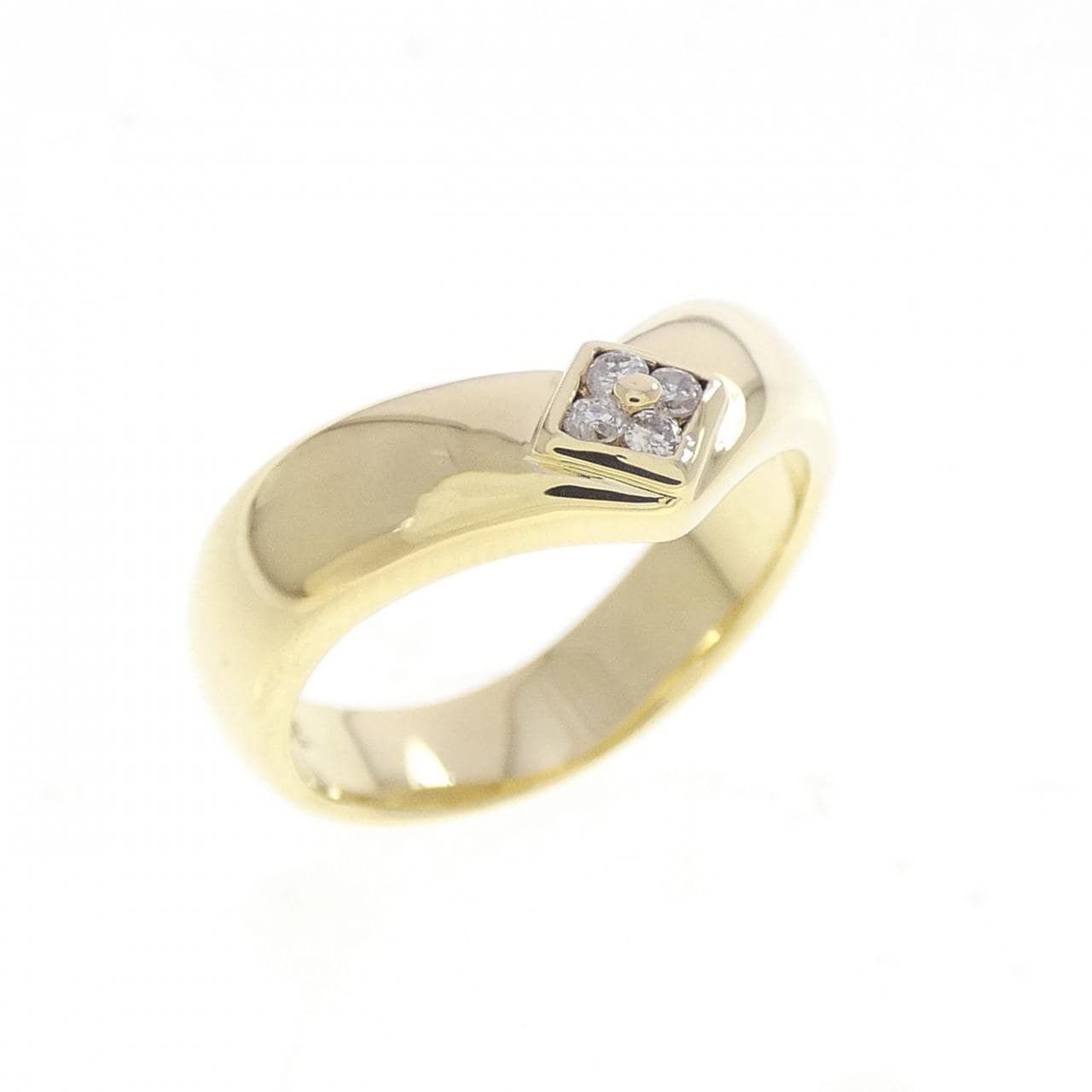 K18YG フラワー ダイヤモンド ピンキーリング 0.04CT