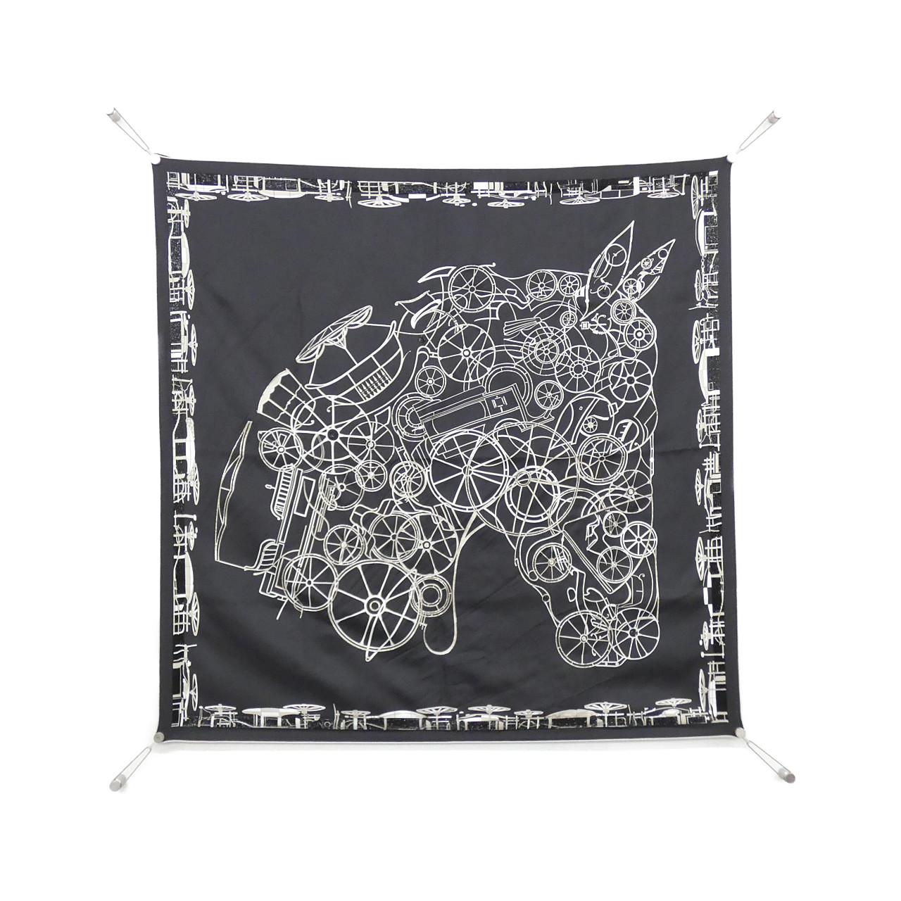 HERMES COMPLICATION EQUESTRE Carré Embroidery 90cm 594148S Scarf