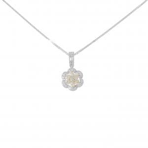K18WG/K18/750WG フラワー ダイヤモンド ネックレス 0.85CT