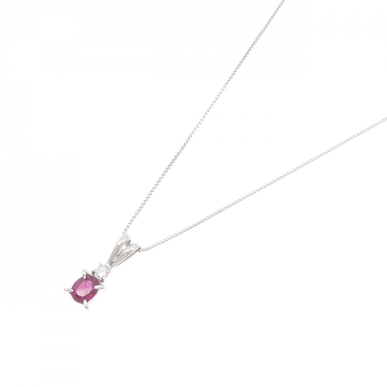 PT900/PT850 ルビー ネックレス 0.47CT