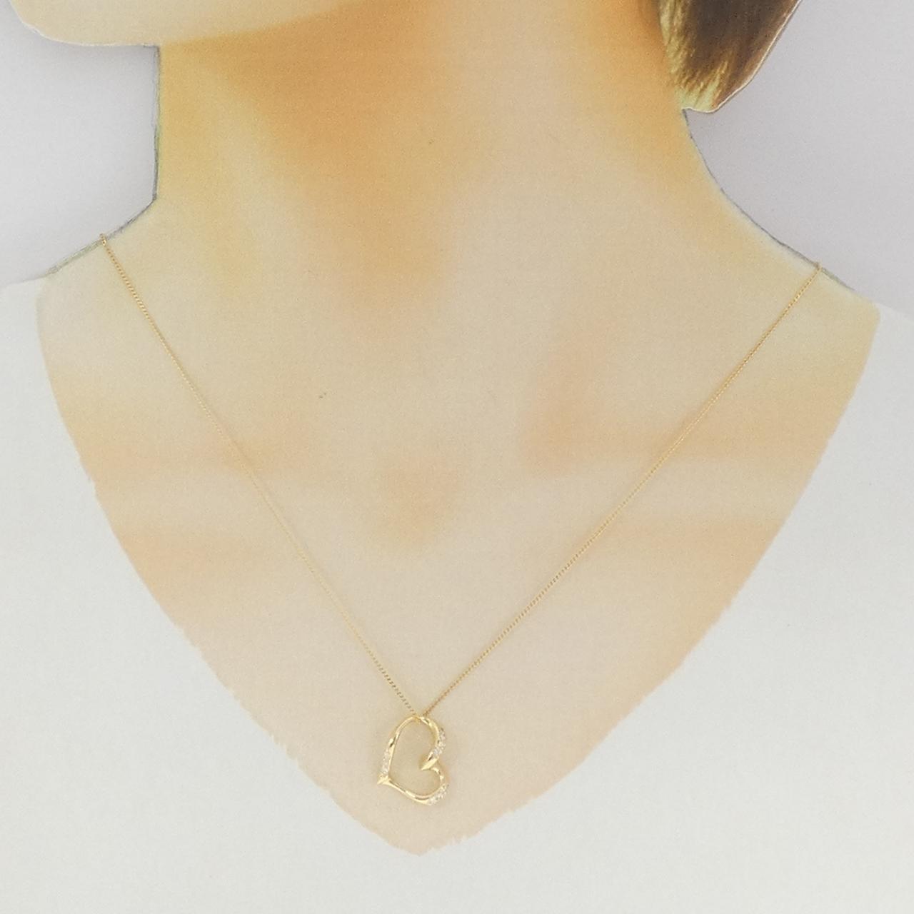 K18YG ハート ダイヤモンド ネックレス 0.11CT