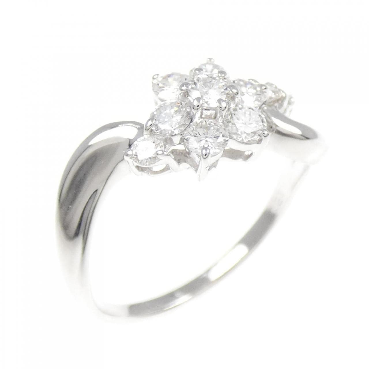 K18WG フラワー ダイヤモンド リング 0.51CT