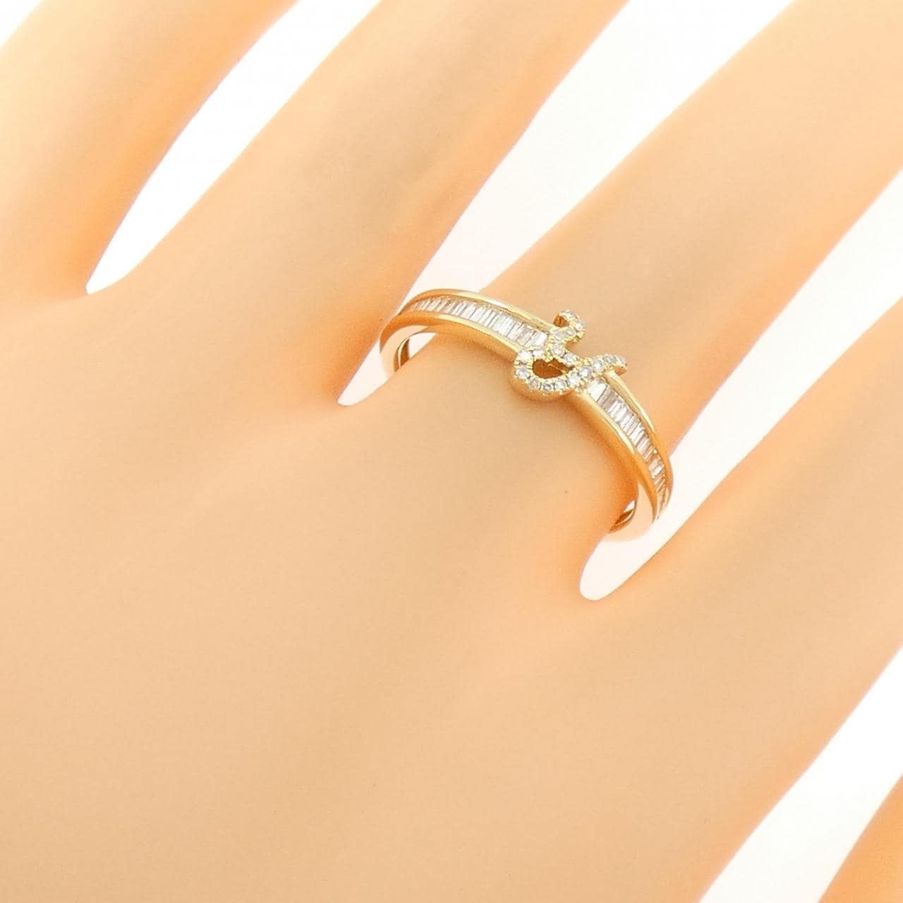 K18YG イニシャルY ダイヤモンド リング 0.25CT