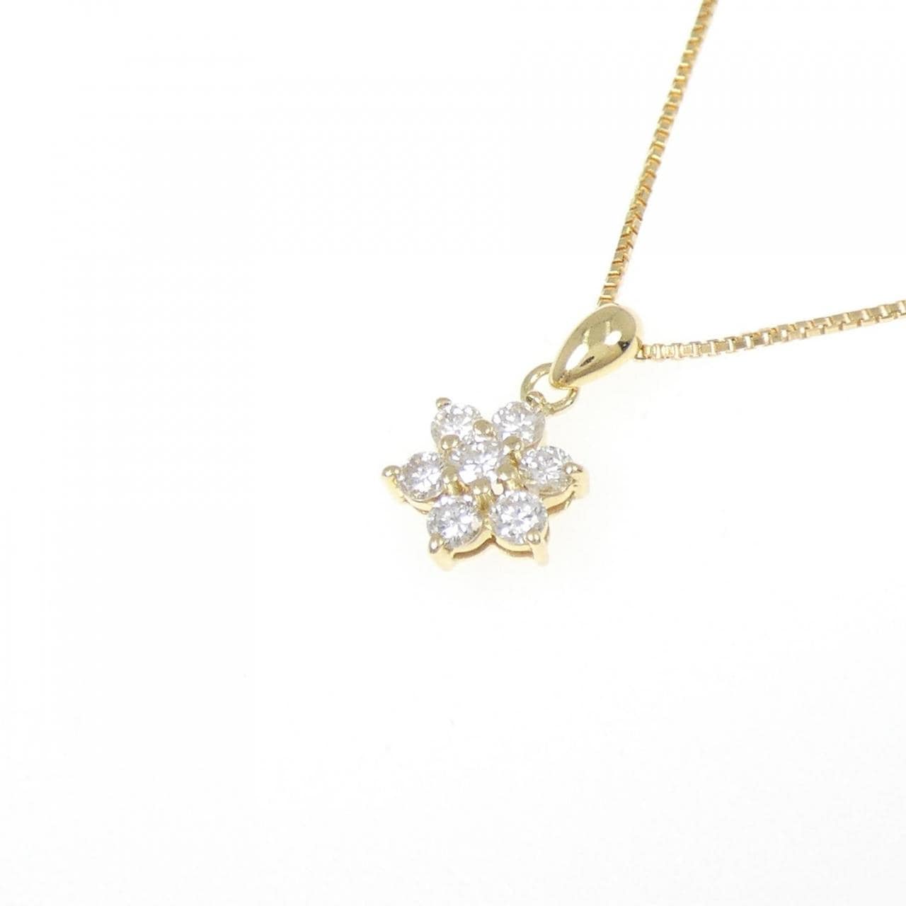 K18YG フラワー ダイヤモンド ネックレス 0.21CT