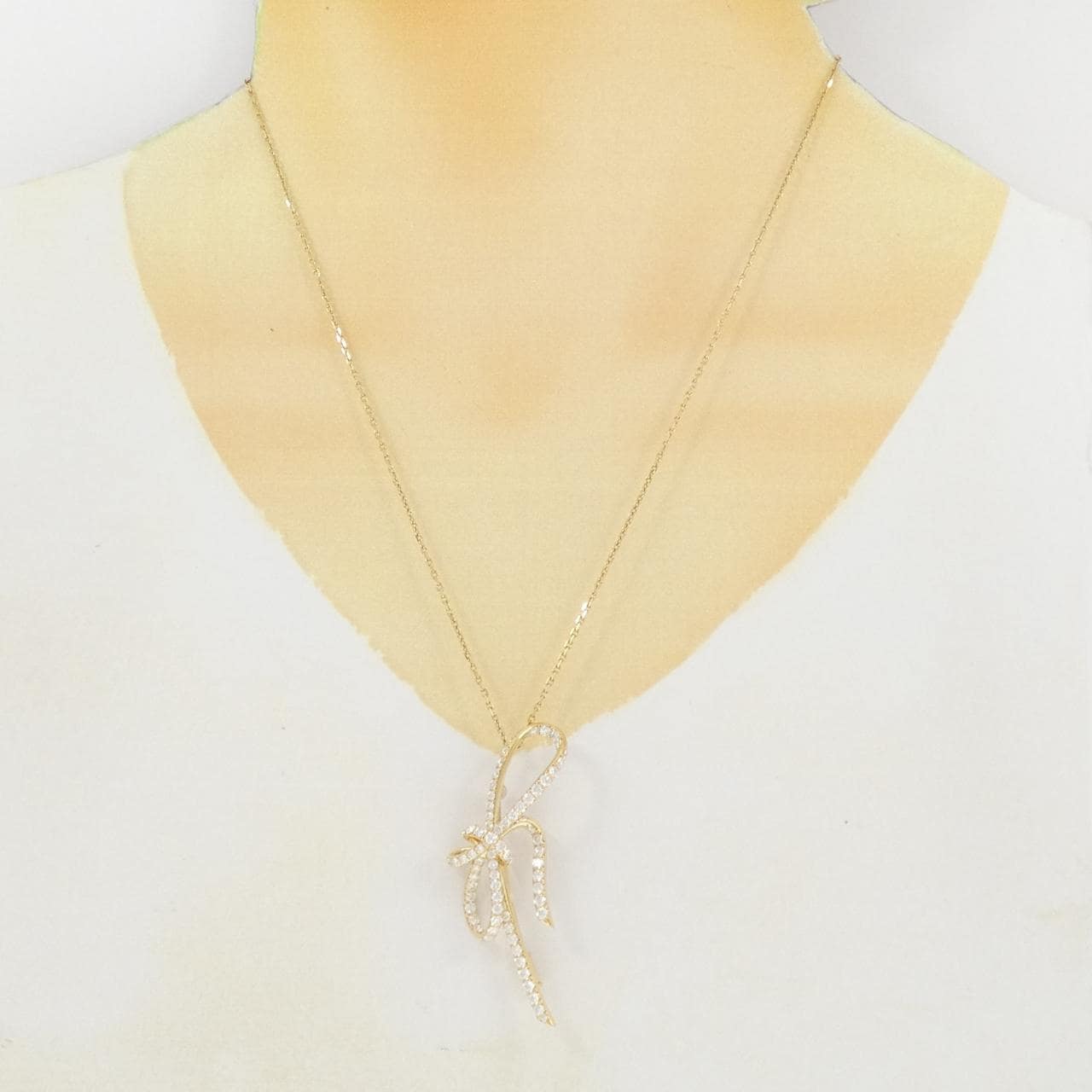 K18YG リボン ダイヤモンド ネックレス 2.28CT