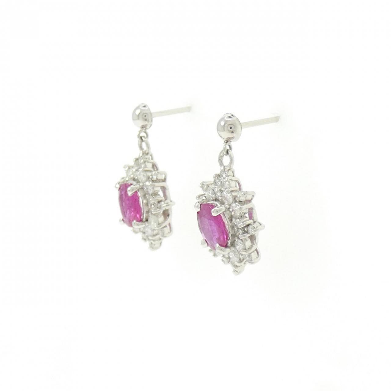 PT900 ルビー ピアス 1.11CT
