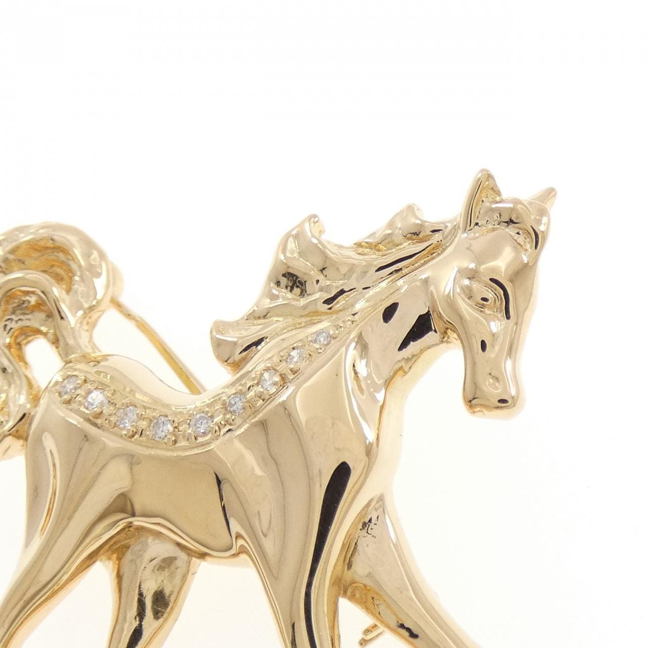 K18YG ホース ダイヤモンド ブローチ 0.05CT