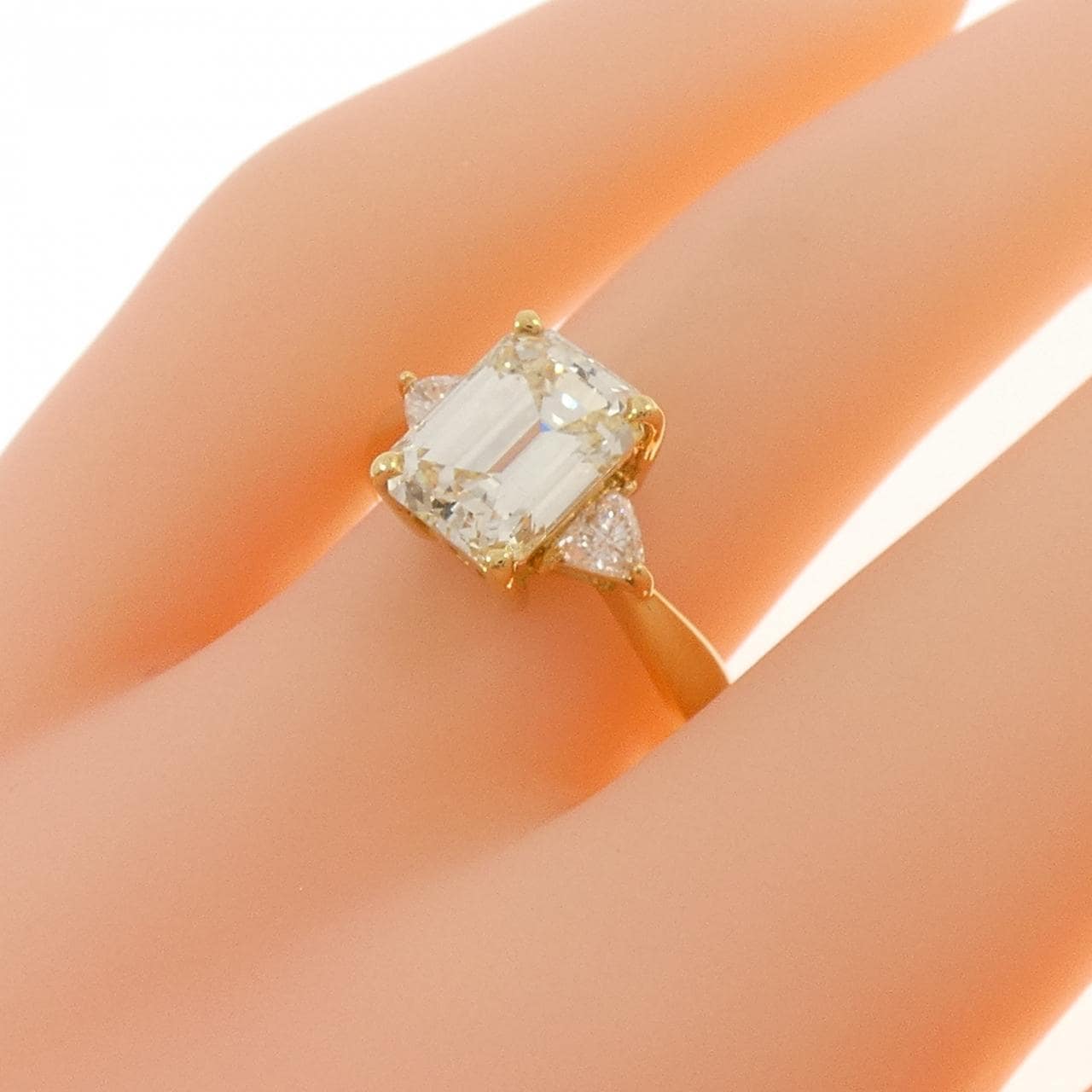 【リメイク】K18YG ダイヤモンド リング 2.568CT VLY SI2 エメラルドカット