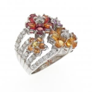 K18WG フラワー サファイヤ リング 2.25CT