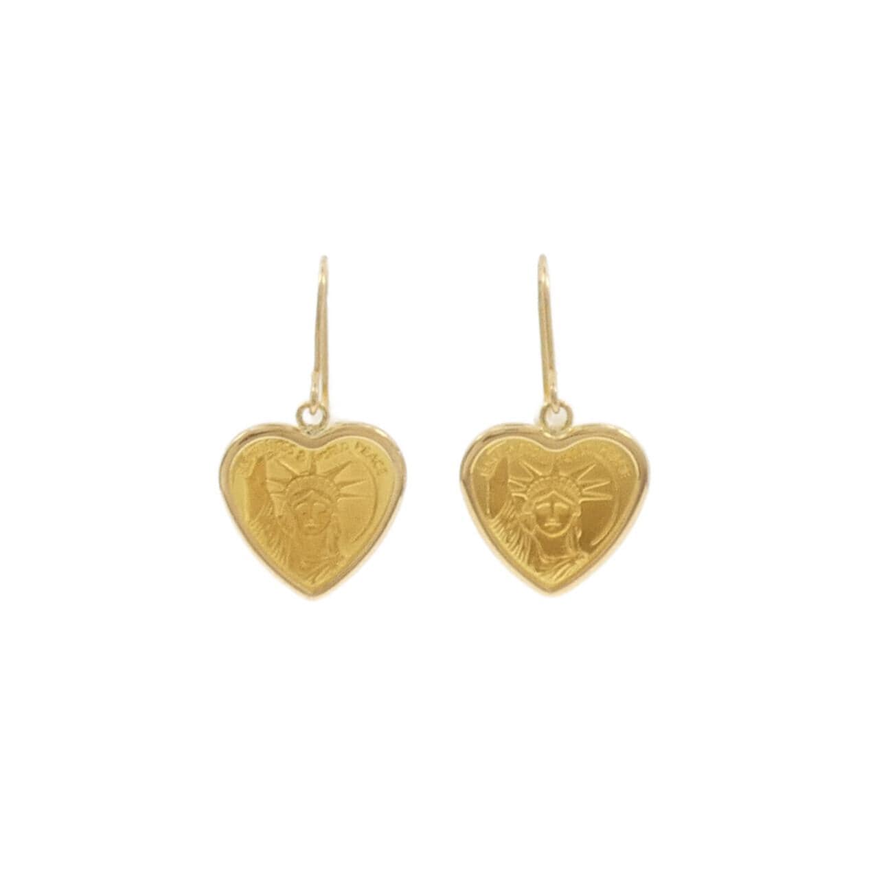 K18YG heart earrings