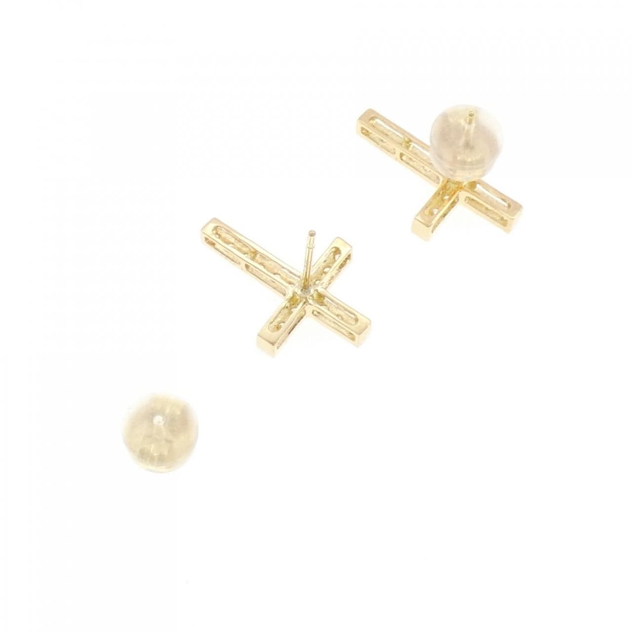 【新品】K18YG クロス ダイヤモンド ピアス 0.40CT