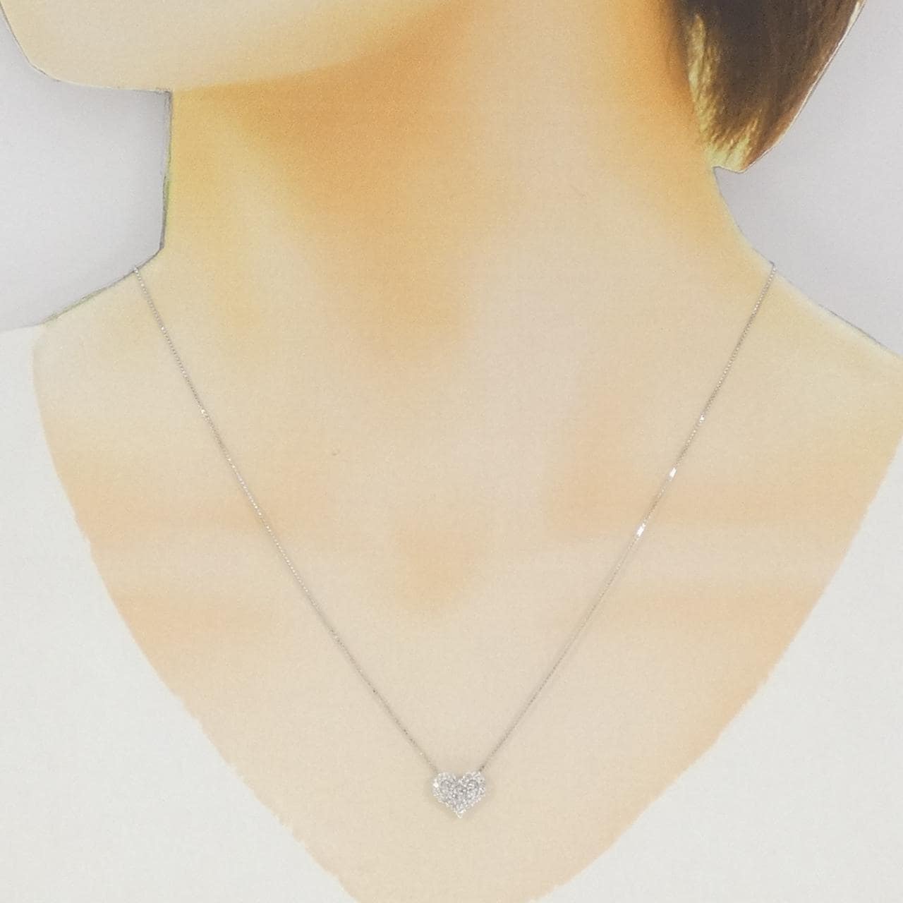 K10WG パヴェ ハート ダイヤモンド ネックレス 0.29CT