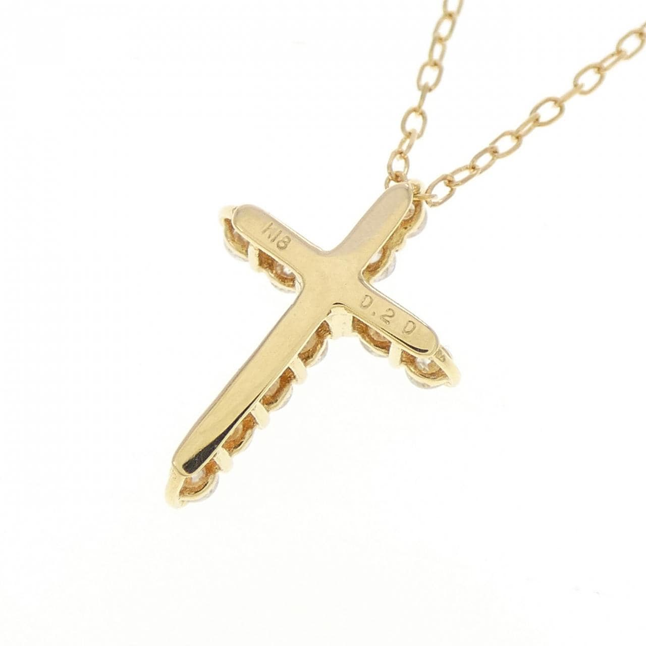 K18YG クロス ダイヤモンド ネックレス 0.20CT