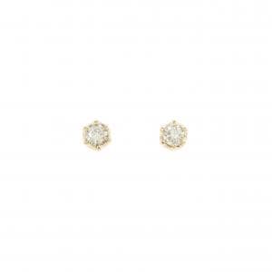 K18YG ソリティア ダイヤモンド ピアス 0.10CT
