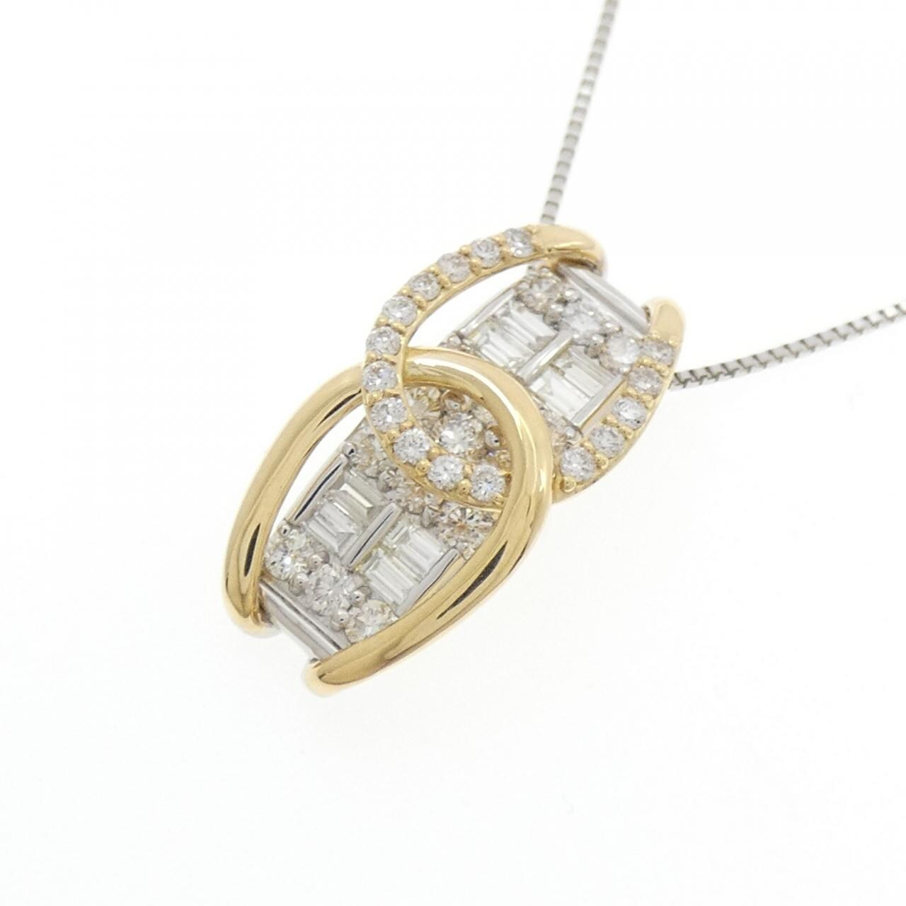 【新品】PT900/K18YG/PT850 ダイヤモンド ネックレス 1.00CT