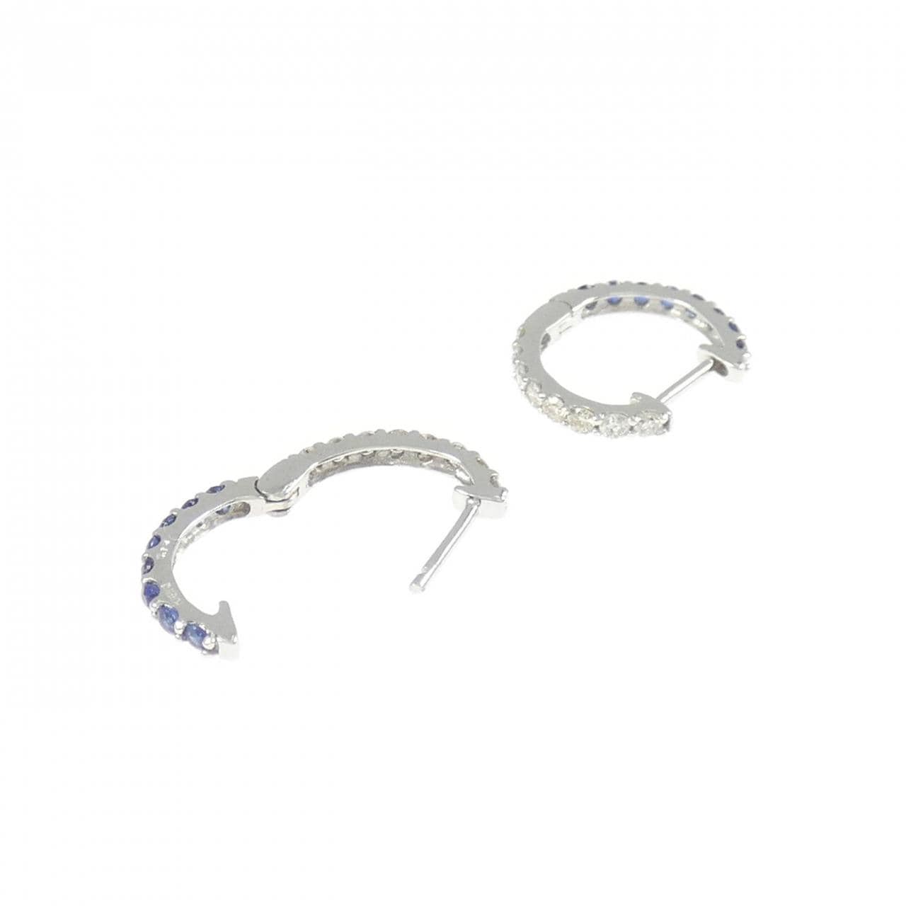 【新品】K18WG サファイヤ フープ ピアス