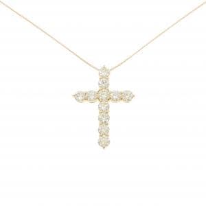 K18YG クロス ダイヤモンド ネックレス 3.503CT