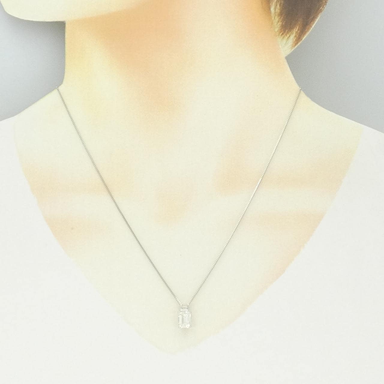 PT900/PT850 ダイヤモンド ネックレス 1.327CT J SI2 エメラルドカット