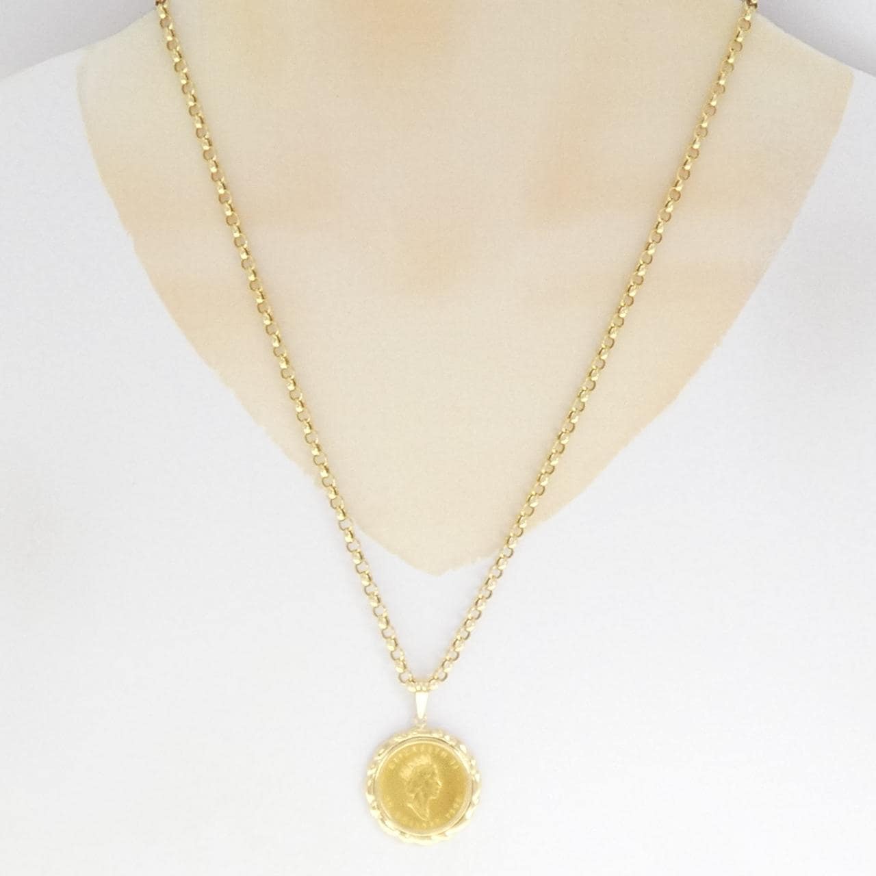 K18YG/750YG(frame) coin necklace