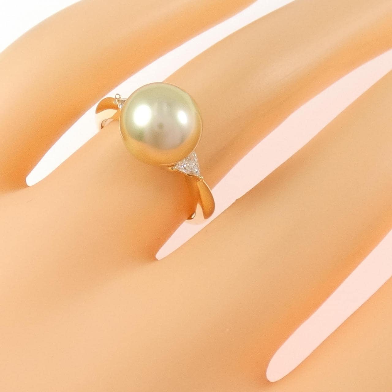 K18YG 白蝶パール リング 9.3mm