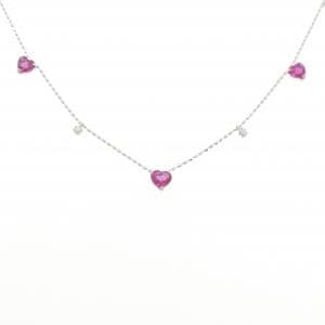 K18WG ハート ルビー ネックレス 1.60CT