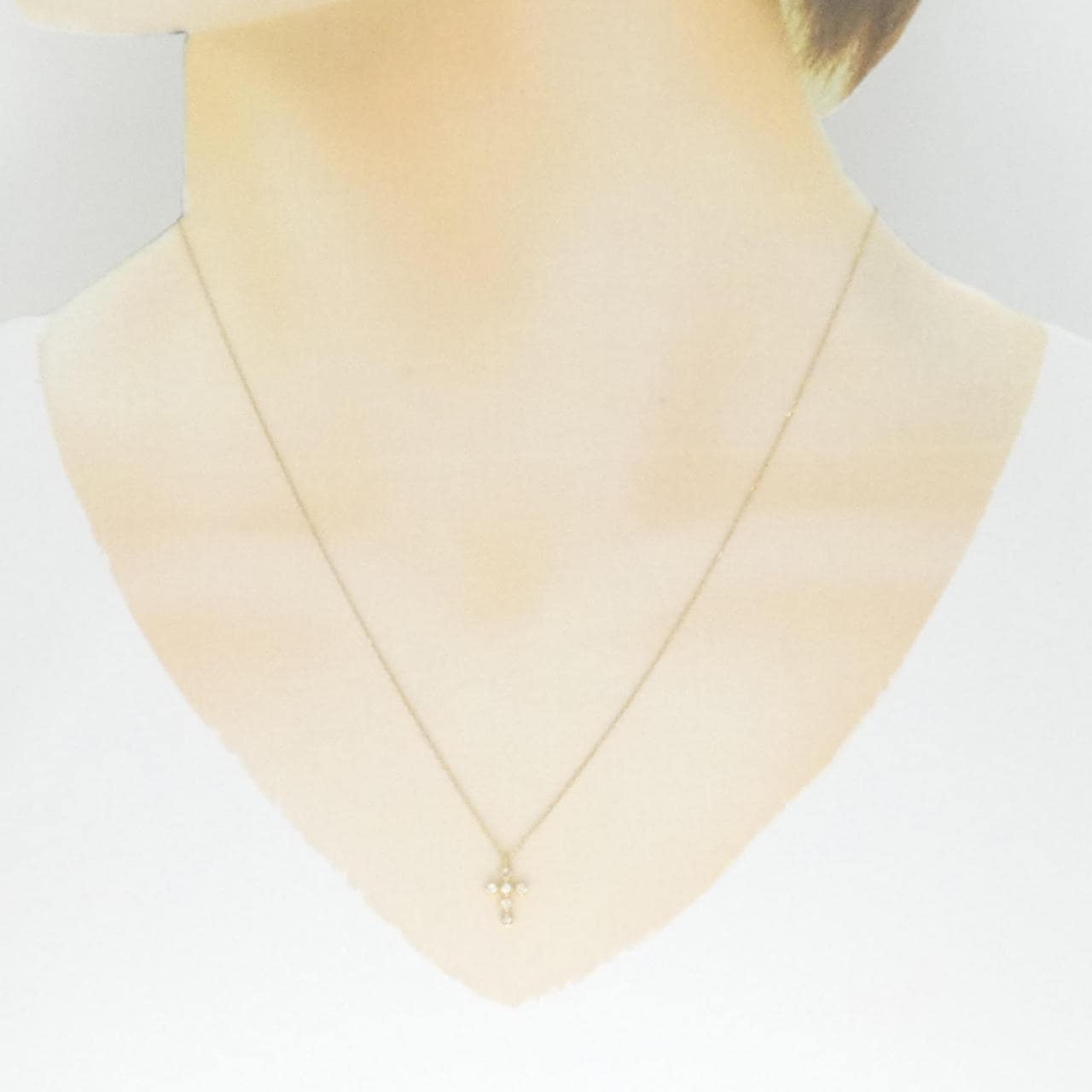 K18YG cross Diamond necklace 0.08CT