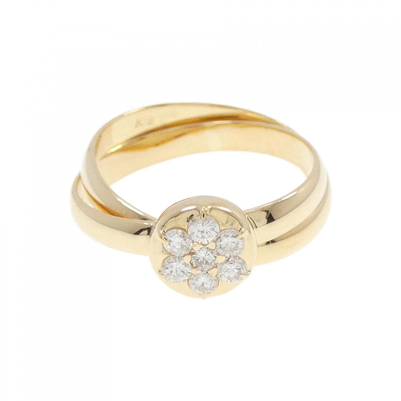 K18YG Flower Diamond Ring 0.175CT