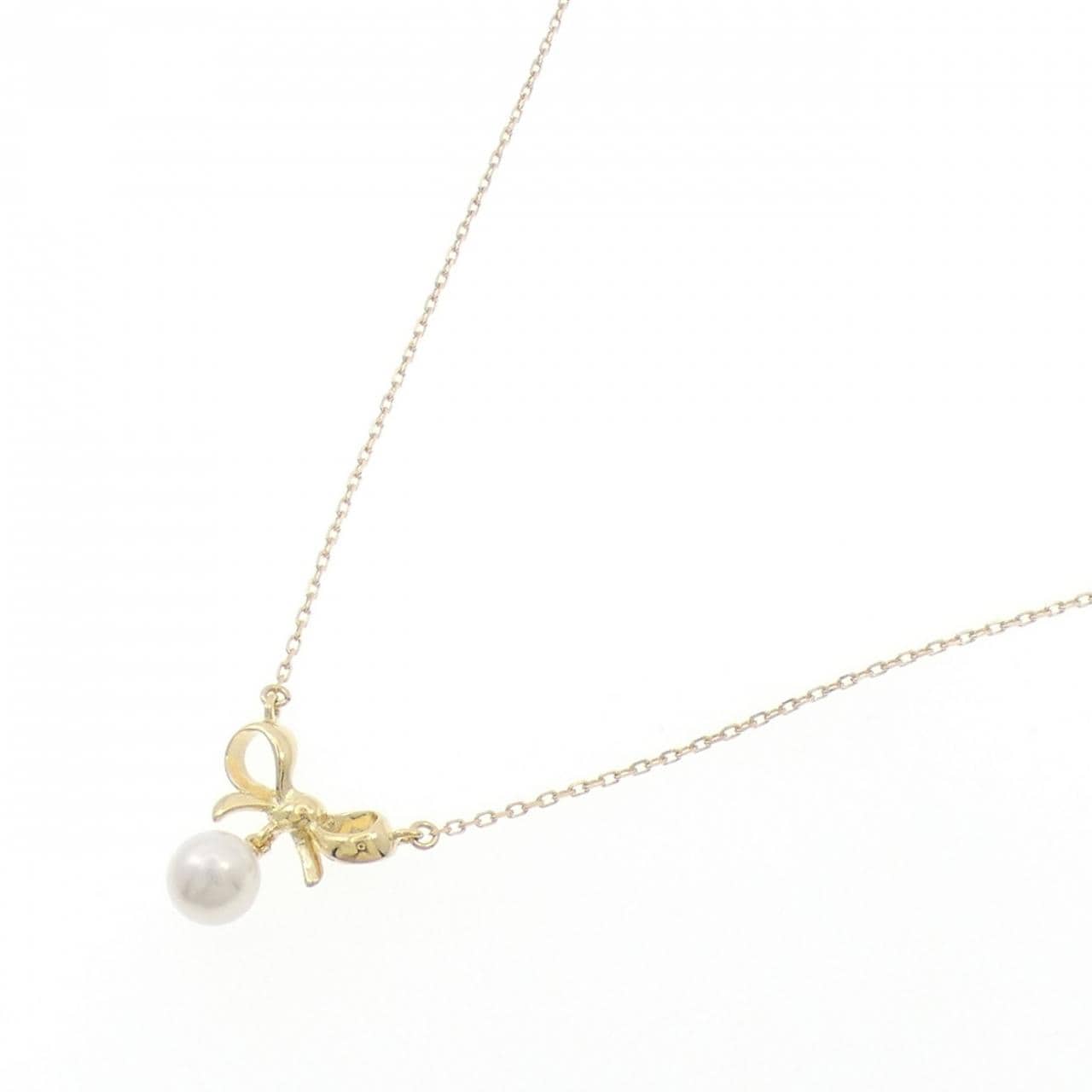 K18YG リボン アコヤパール ネックレス 6.5mm