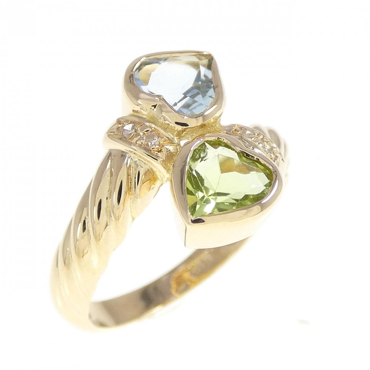 K18YG Heart Color Stone Ring CT