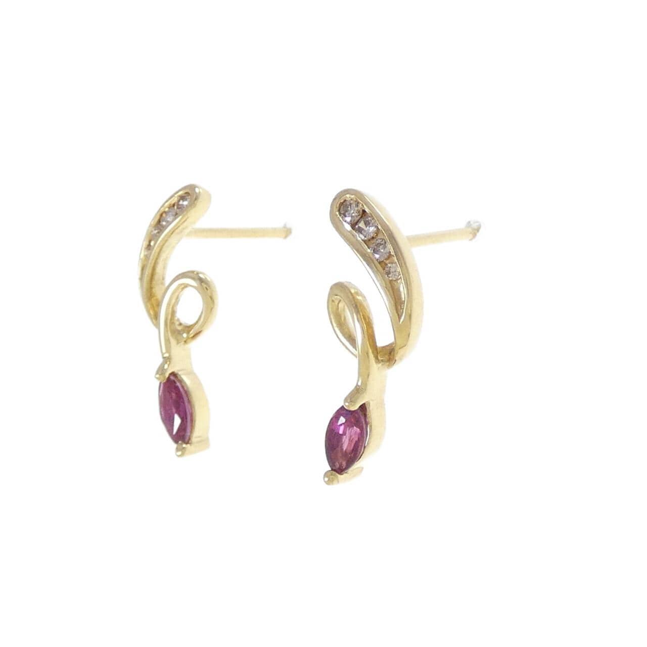 K18YG Ruby Earrings 0.34CT