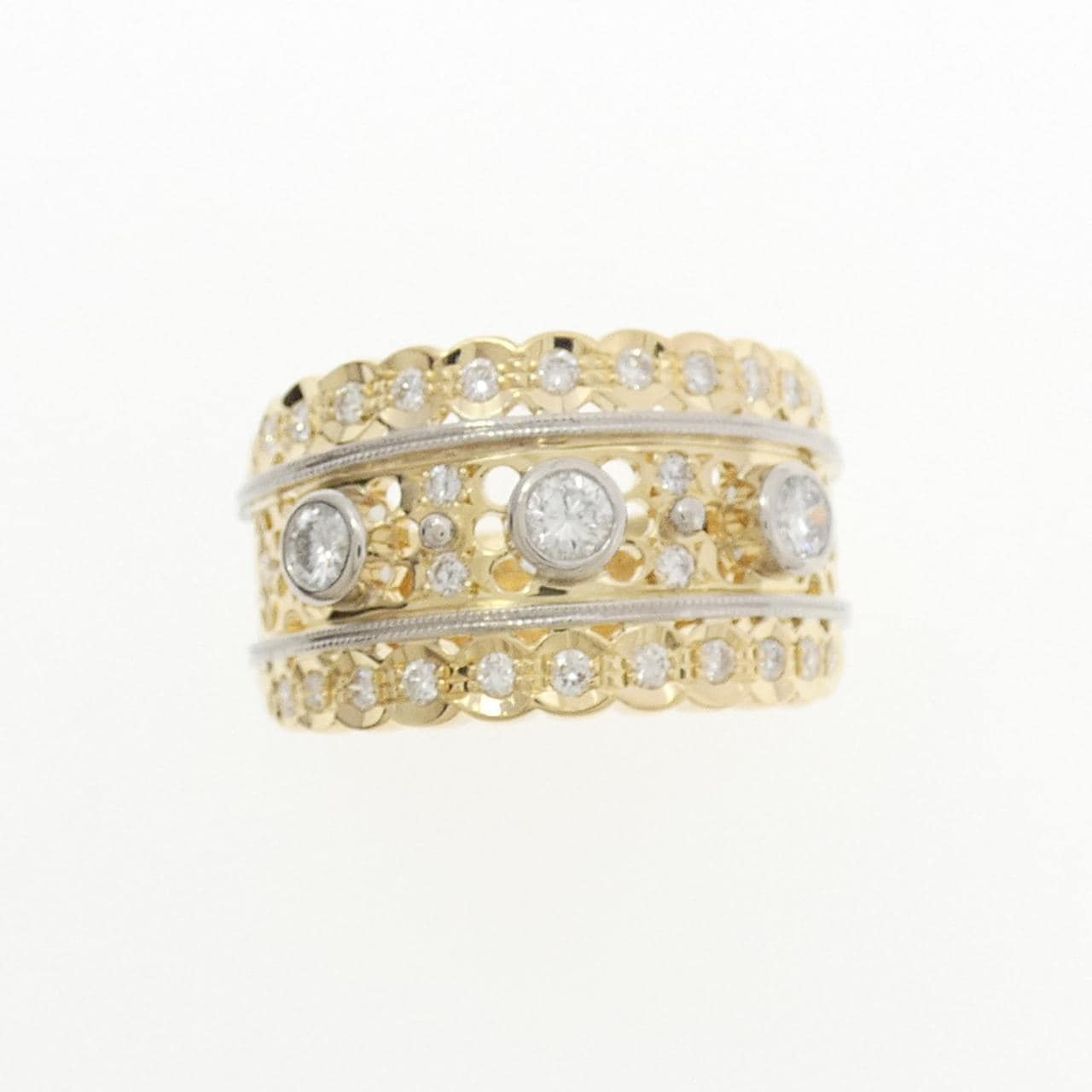 K18YG/PT900 ダイヤモンド リング 0.50CT