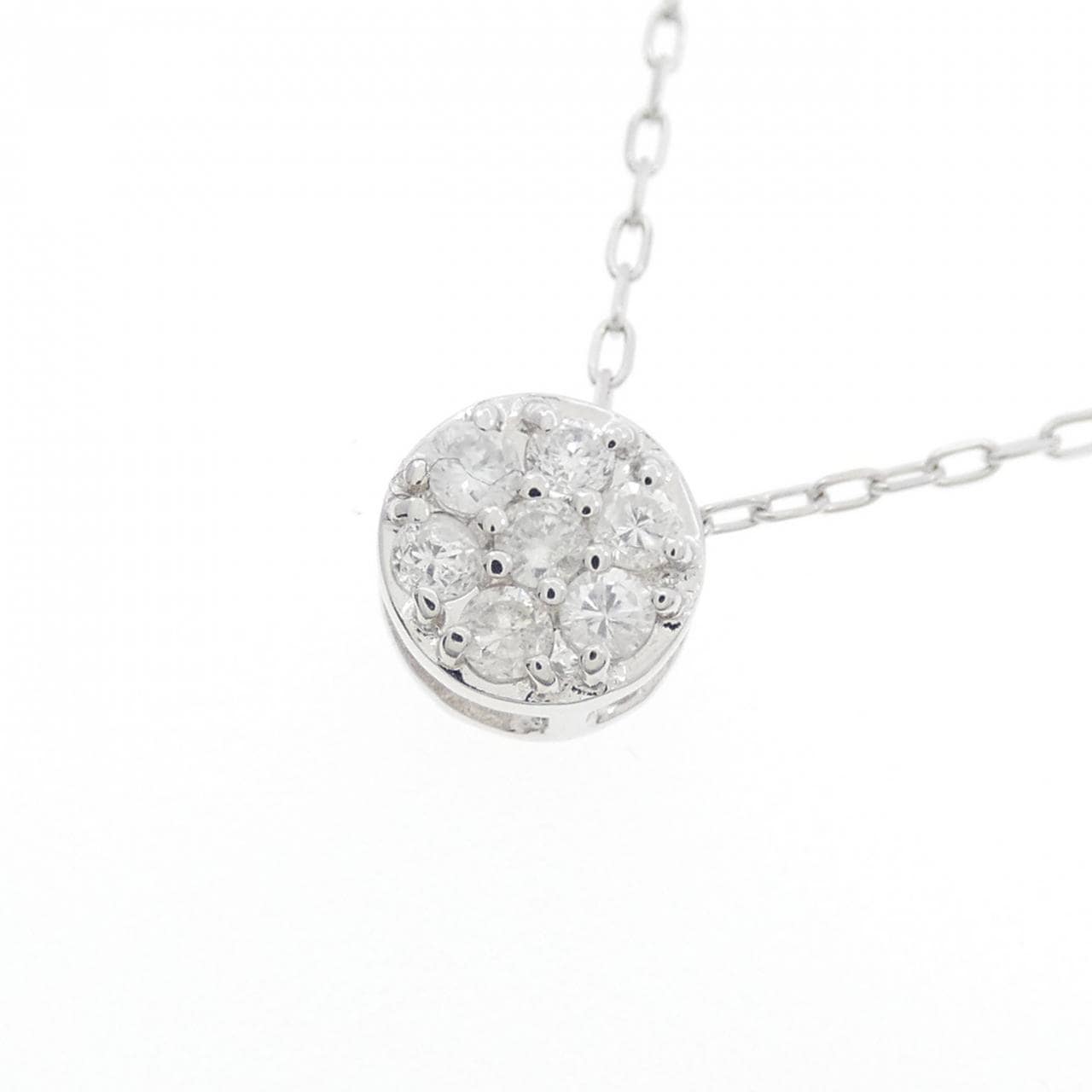 K18WG フラワー ダイヤモンド ネックレス 0.20CT