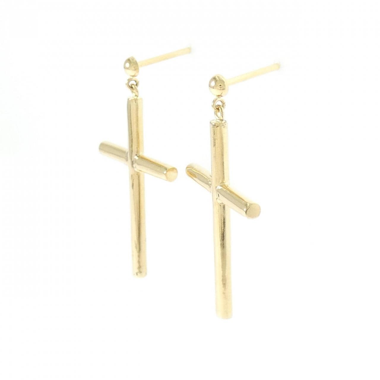 【新品】K18YG クロス ピアス