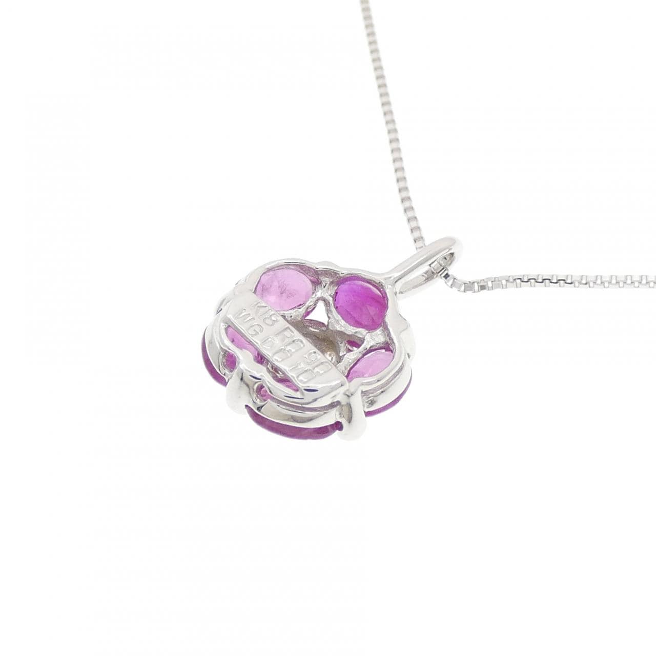 K18WG フラワー ルビー ネックレス 0.90CT